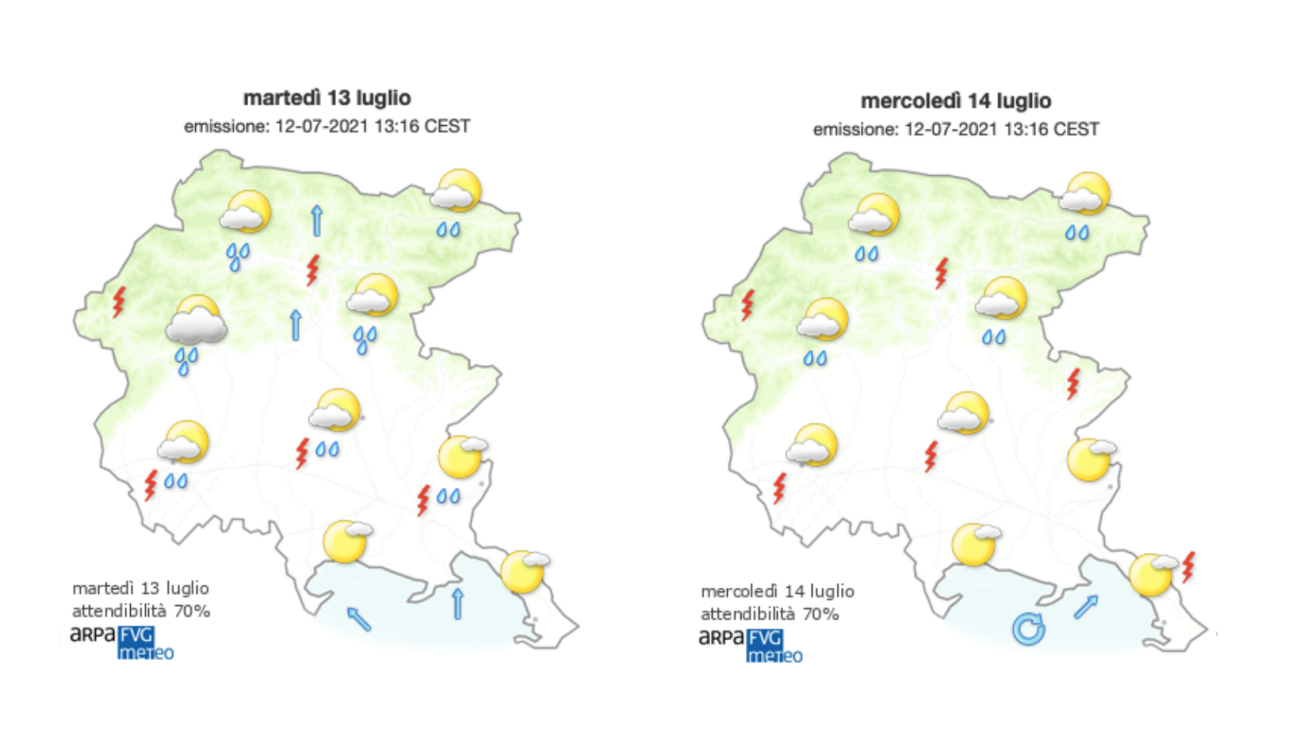 Immagine per Caldo afoso ma possibili temporali sul Goriziano, temperature ancora alte